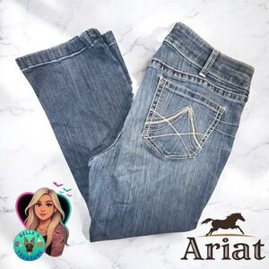 Ariat Jeans Women's 34R Mid Rise Straight Icon Ocean Blue Wash Stretch 40x28